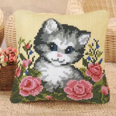 لعبة مخدة الصوف بشكل القط الرصاصي